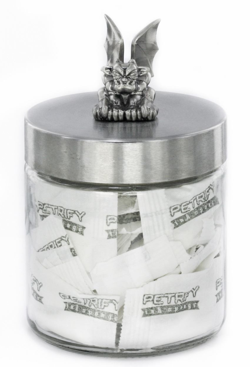 Empty Glass Sundry Jar with Screw Top with 3D Petrify Logo with Petrify Tea Bags