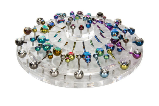 32 Piece Round Tiered Acrylic Display for Belly Button Rings