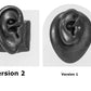 Realistic Adult-Sized Silicone Right Ear Display – Tan Body Bit Version 2 vs Version 1