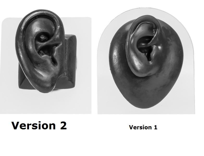 Realistic Adult-Sized Silicone Left Ear Display - Tan Body Bit Version 2 vs Version 1