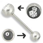14g 5/8” Double Logo Dice/ 8 ball Straight Barbell