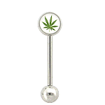 14g 5/8" Pot Leaf/ 420 Straight Barbell - Painful Pleasures