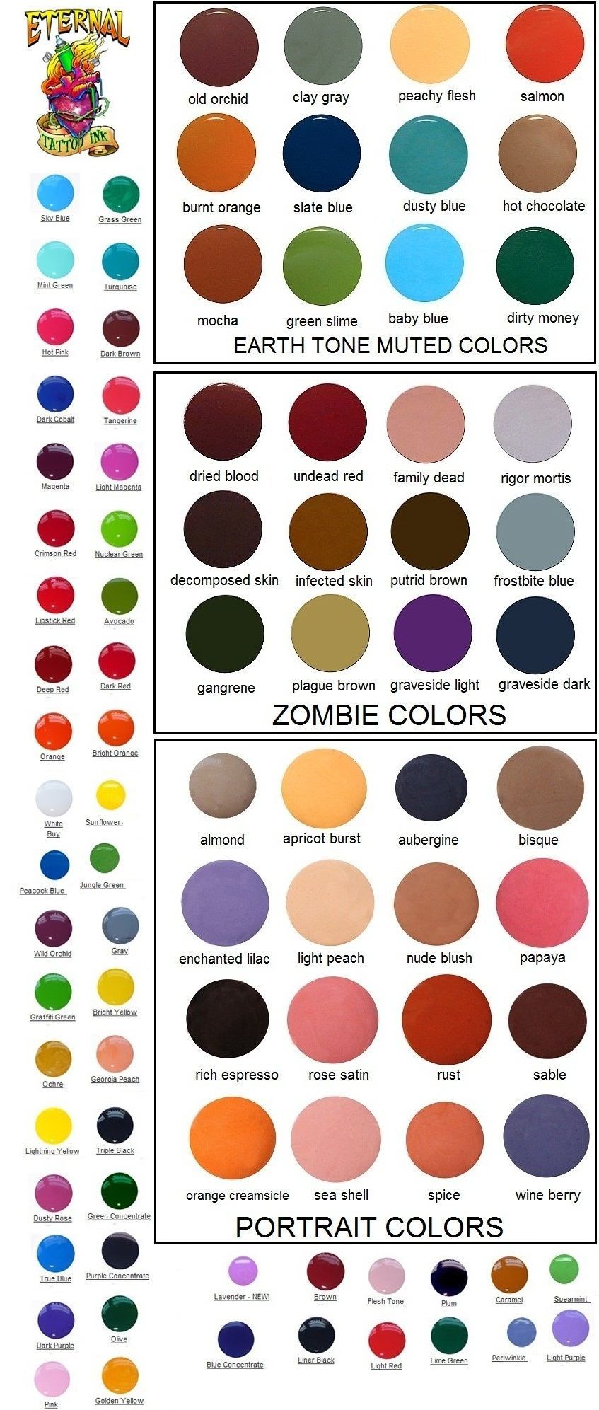 Full 50 Color Set - 1oz Bottles - Eternal Tattoo Ink