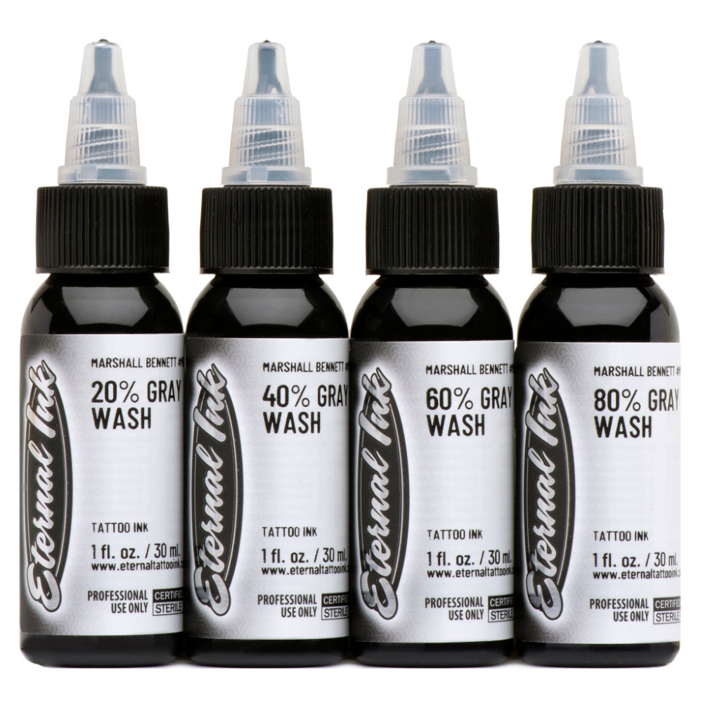 Marshall Bennett Gray Wash Set of 4 — 4oz Bottles — Eternal Tattoo Ink