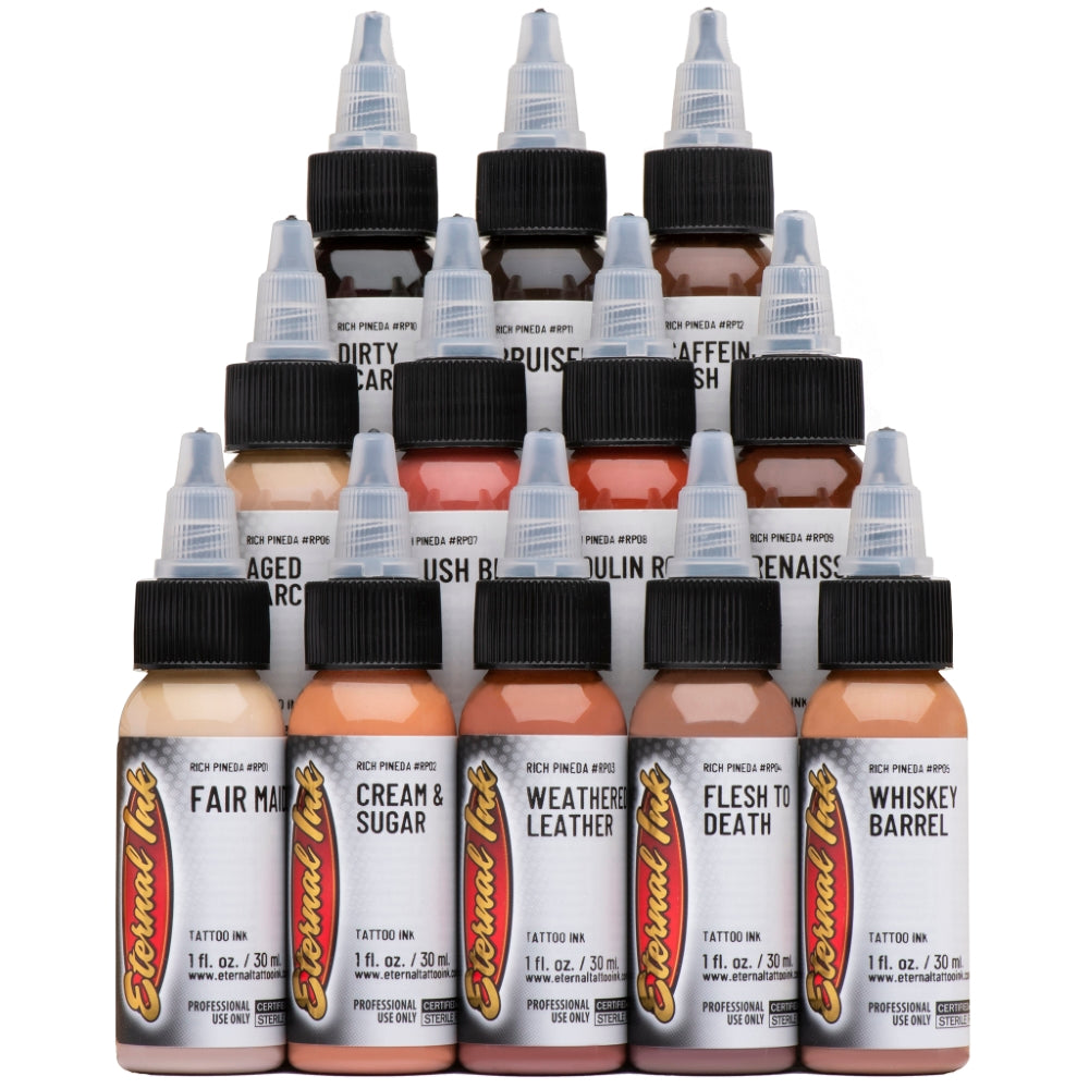 Rich Pineda’s Flesh to Death Set of 12 - 1oz Bottles – Eternal Tattoo Ink