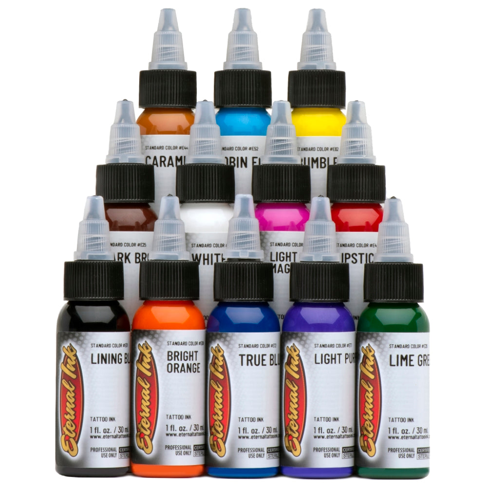Sample Color Set of 12 - 1/2oz Bottles - Eternal Tattoo Ink