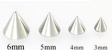 3mm, 4mm, 5mm, or 6mm Steel Cone for 14g-10g Externally-Threaded Body Jewelry - Price Per 1