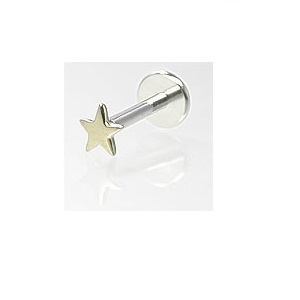 16g 5/16" Internally Threaded Labret with 14kt Yellow Gold Star