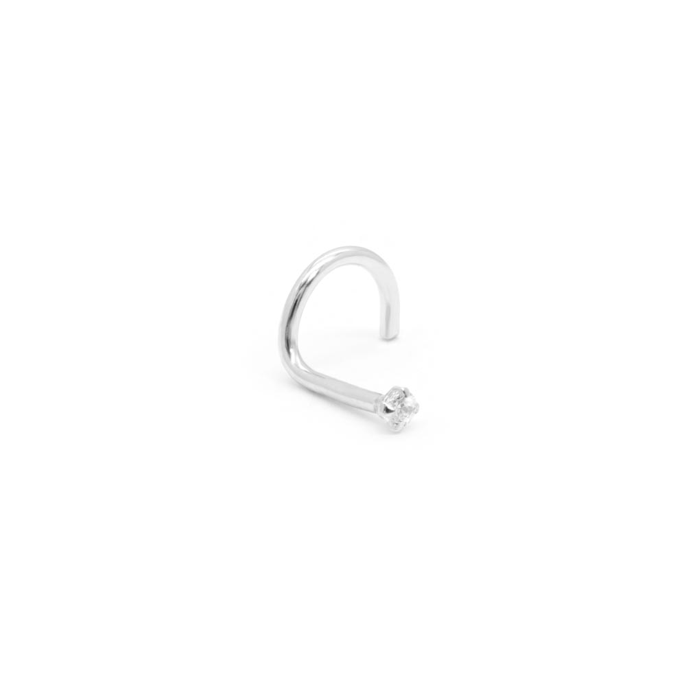 Tilum 20g White Gold Crystal Jewel Nose Screw