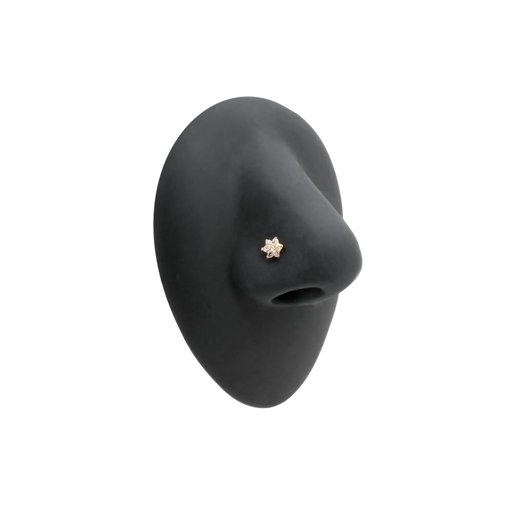 Tilum 20g Yellow Gold Jeweled Flower Nose Screw