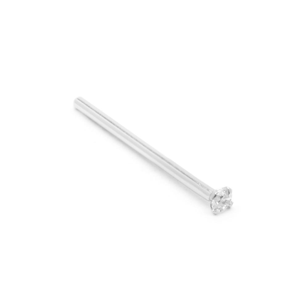 Tilum 20g 14kt White Gold Nose Fishtail with 1.5mm Crystal Jewel