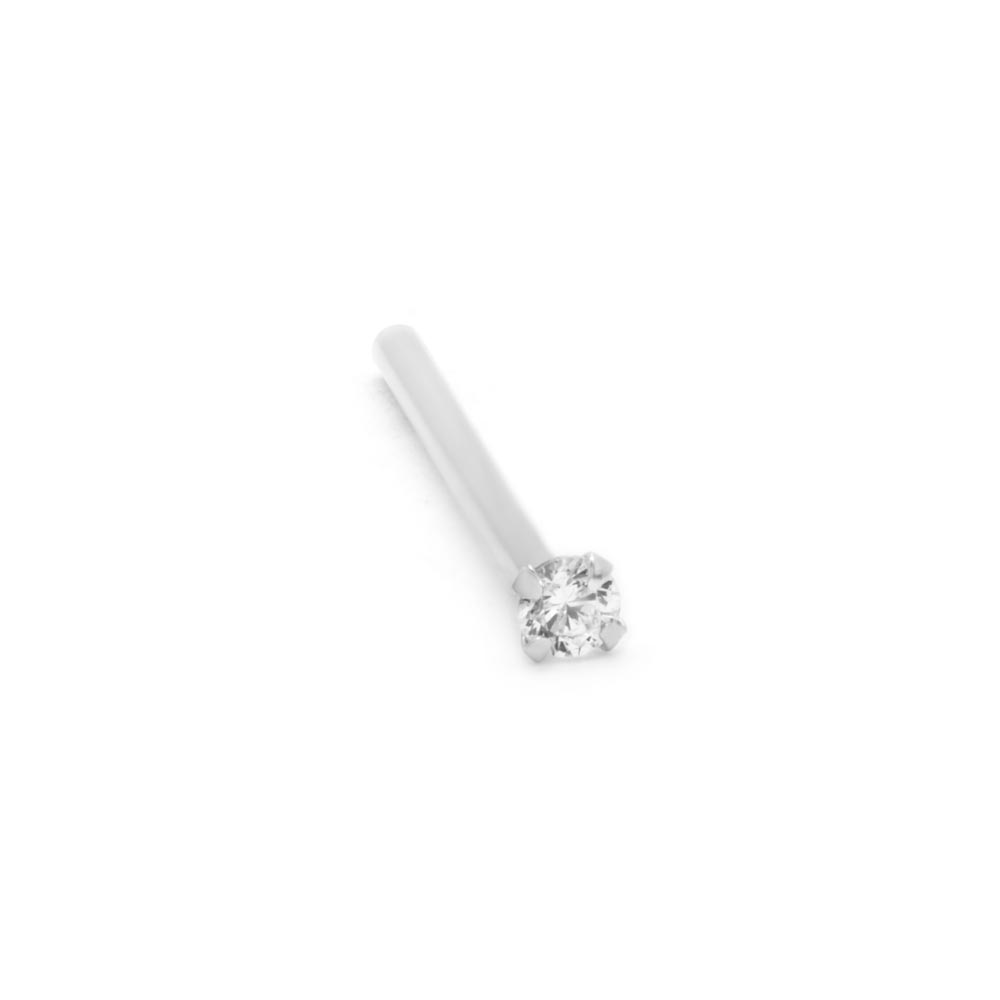 Tilum 20g 14kt White Gold Nose Fishtail with 1.5mm Crystal Jewel