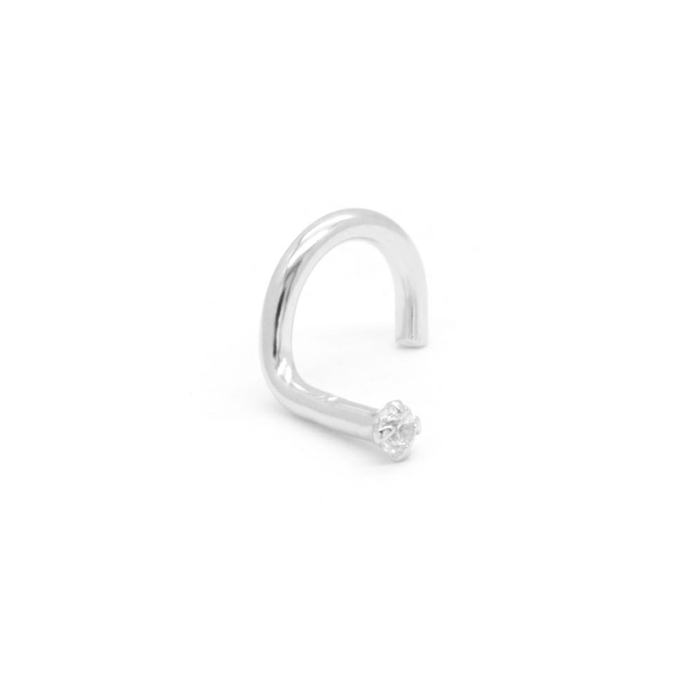 Tilum 18g White Gold Crystal Jeweled Nose Screw