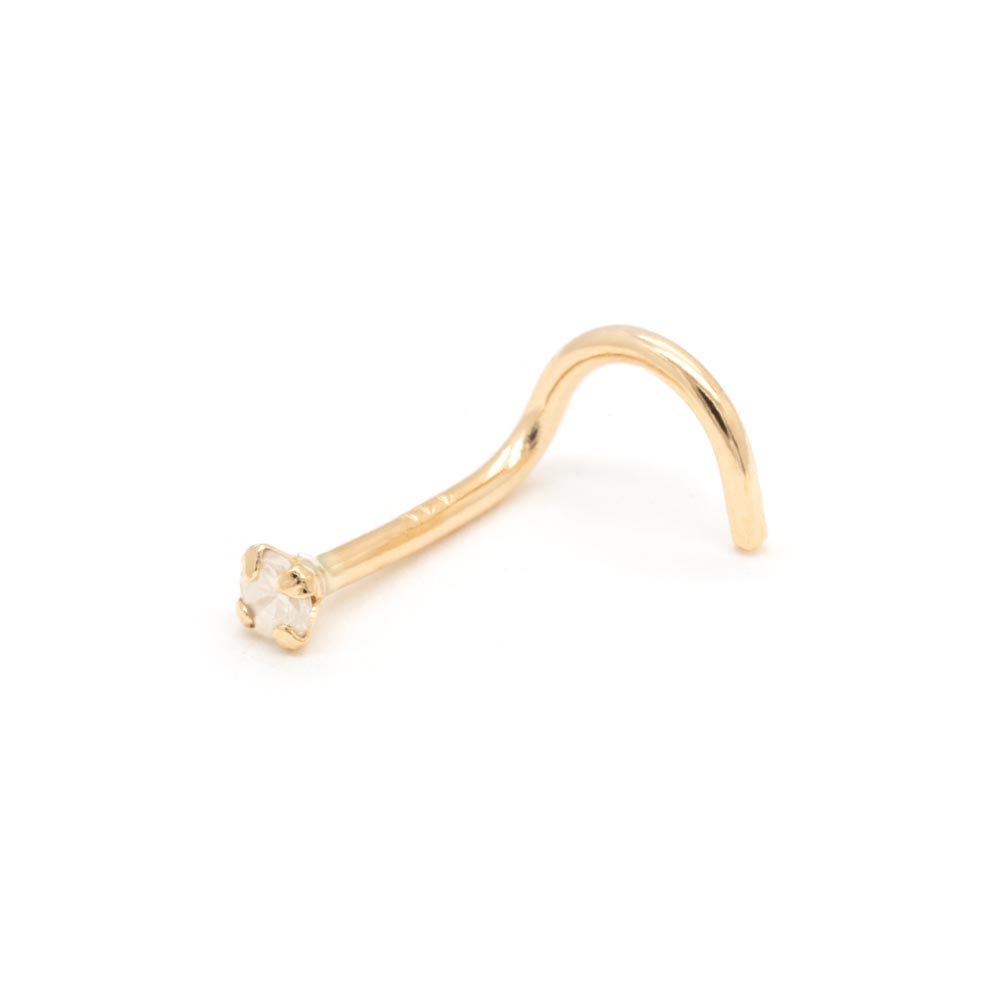 Tilum 20g 2mm Real Diamond Yellow Gold Nose Screw