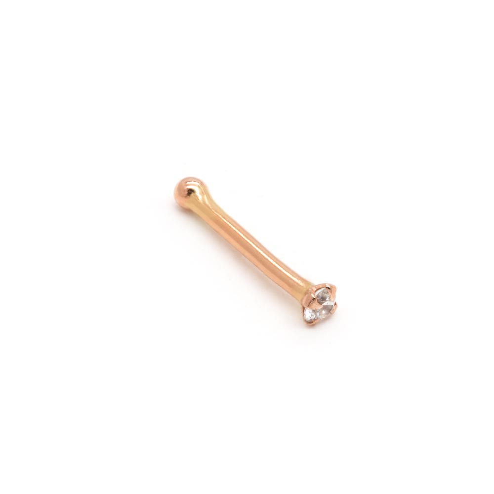 Tilum 20g Rose Gold 1.5mm Crystal Jeweled Nose Bone