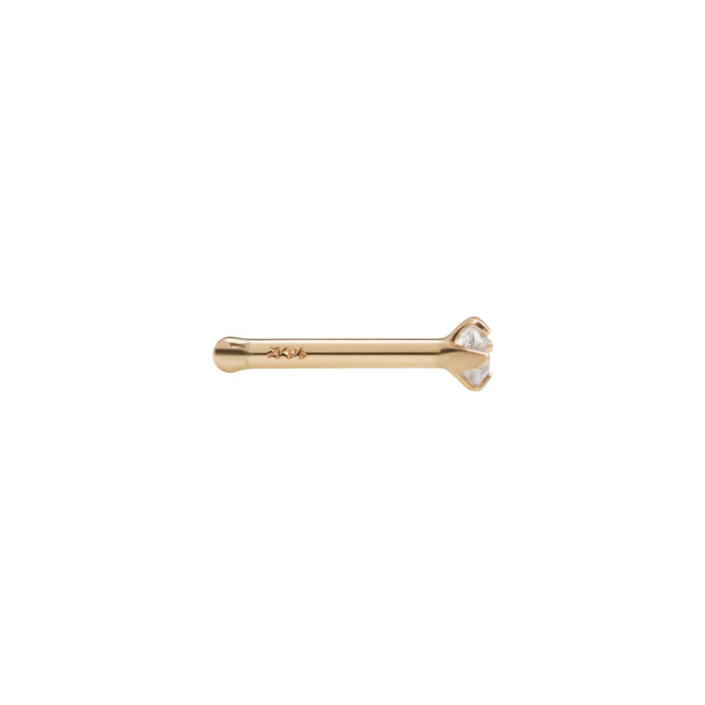 Tilum 14kt Yellow Gold 18g 2mm Prong-Set Nose Bone — Price Per 1