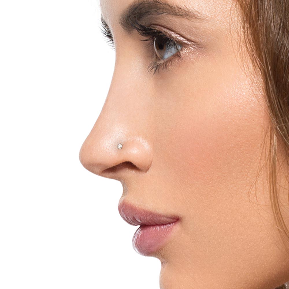 16g Crystal and Yellow Gold Push Pop Threadless Labret Jewelry