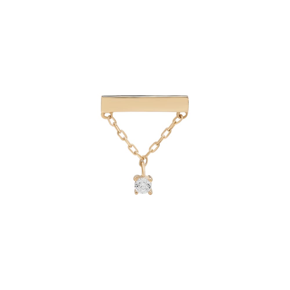 Tilum Simple Chain and Bar 14kt Yellow Gold Threadless Top — Price Per 1