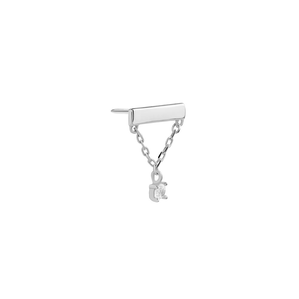 Tilum Simple Chain and Bar 14kt White Gold Threadless Top — Price Per 1