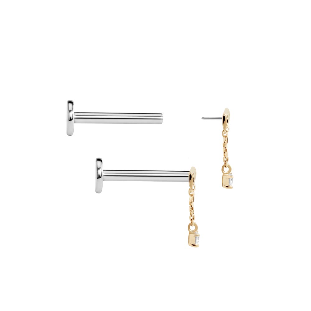 Tilum Continuous Chained Bar 14kt Yellow Gold Threadless Top — Price Per 1