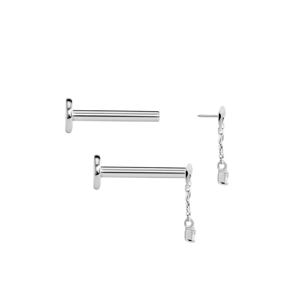 Tilum Continuous Chained Bar 14kt White Gold Threadless Top — Price Per 1