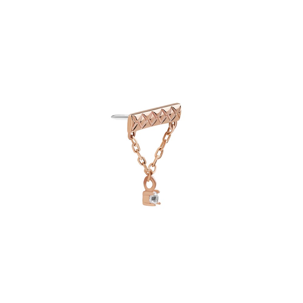 Tilum Continuous Chained Bar 14kt Rose Gold Threadless Top — Price Per 1