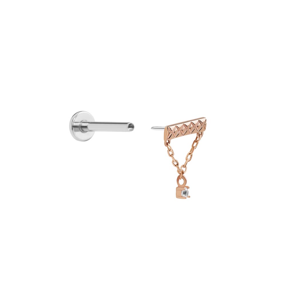 Tilum Continuous Chained Bar 14kt Rose Gold Threadless Top — Price Per 1