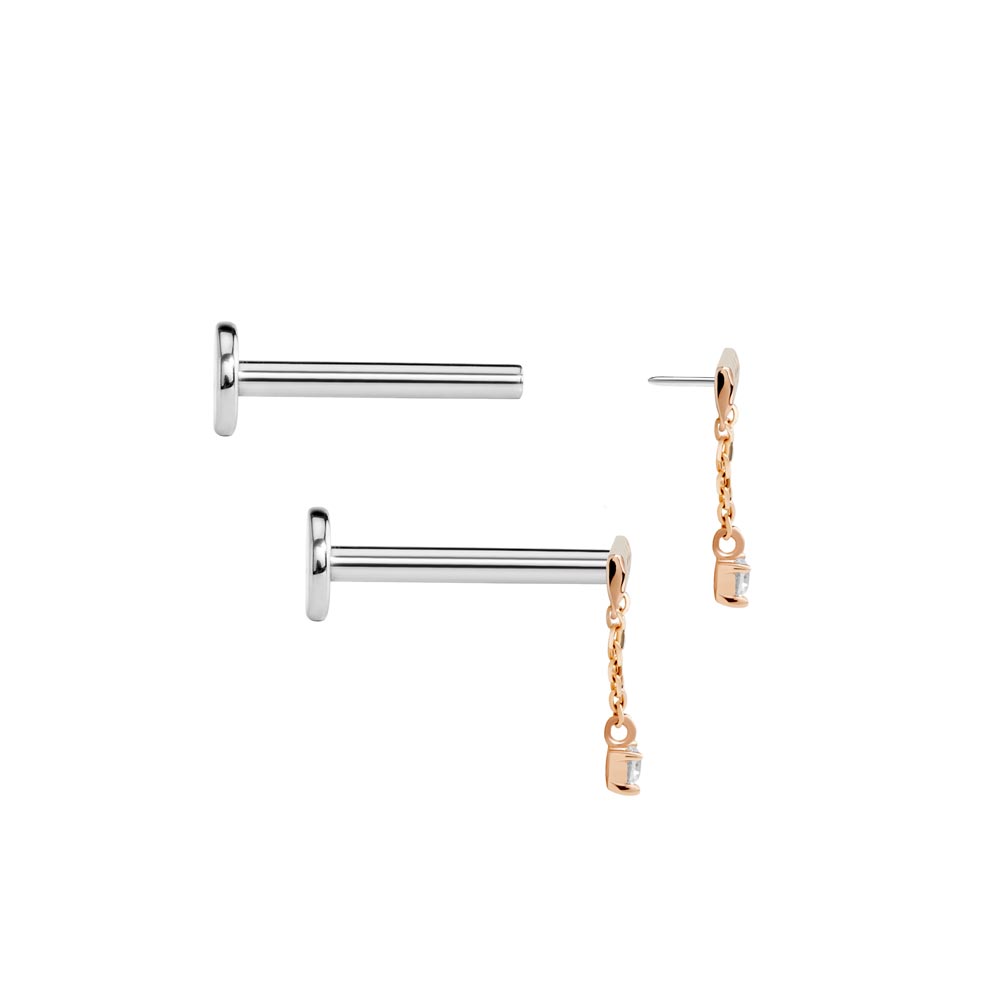 Tilum Continuous Chained Bar 14kt Rose Gold Threadless Top — Price Per 1