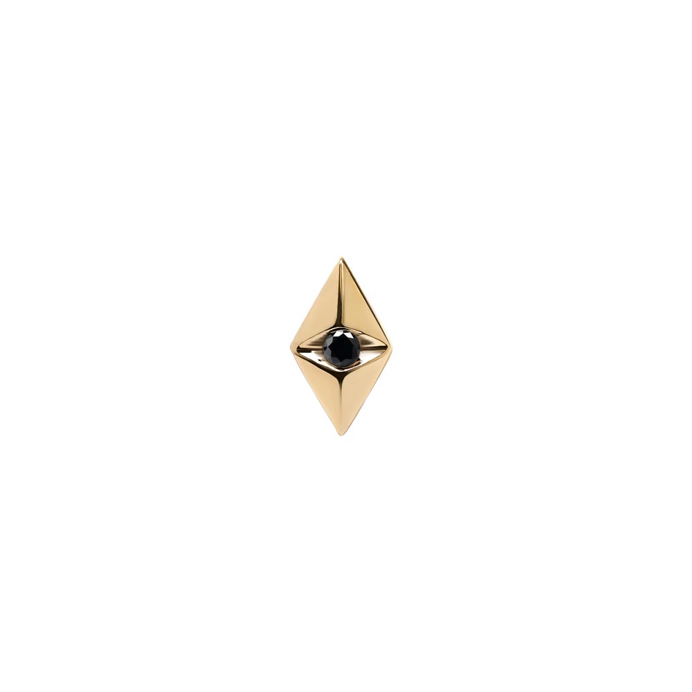 Tilum Black Jeweled Rhombus 14kt Yellow Gold Threadless Top — Price Per 1