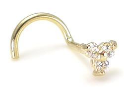 Tilum 14kt Yellow Gold Trinity Nose SCREW 20g