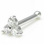Tilum 14KT WHITE GOLD TRINITY NOSE BONE 18g