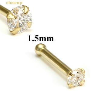 Tilum 14KT YELLOW GOLD 1.5MM CZ JEWEL NOSE BONE 20g