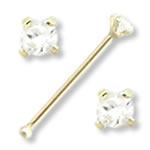 Tilum 14KT YELLOW GOLD 1.5MM CZ JEWEL NOSE BONE 20g