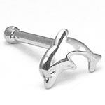 Tilum 14kt White Gold Dolphin Nose Bone 20g