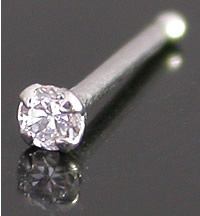 Tilum 20g 14kt White Gold 2.0mm CZ JEWEL Nose BONE