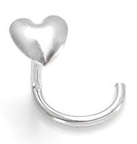 Tilum 20g 14kt White Gold HEART Nose Screw Body Jewelry