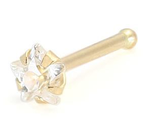 Tilum 14kt Yellow Gold PRONG STAR Nose Bone 20g Nostril Jewelry