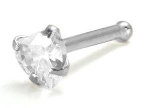 Tilum 14kt White Gold PRONG HEART Nose Bone 20g Nostril Jewelry