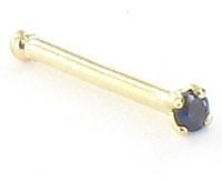 Tilum 20g 14kt Yellow Gold 1.5mm CZ-Sapphire Jewel Nose Bone