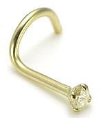 Tilum 18g 2.5mm Real Diamond Yellow Gold Nose Screw