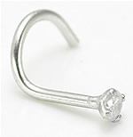 Tilum 18g 2.5mm Real Diamond White Gold Nose Screw