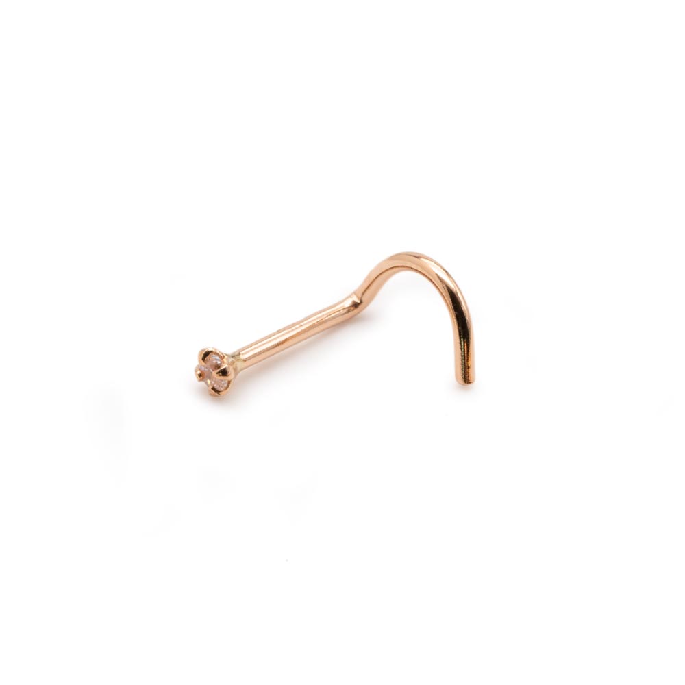 20g 14kt ROSE Gold 1.5mm CZ Jewel Nose Screw