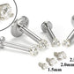 Tilum 18g-16g Internally Threaded White Gold Crystal Jewel Top - Price Per 1