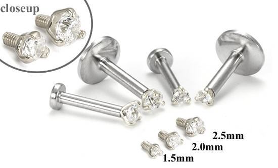 Tilum 18g-16g Internally Threaded White Gold Crystal Jewel Top - Price Per 1