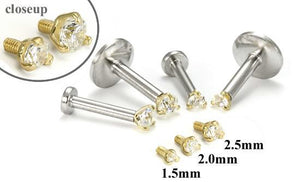 Tilum 18g-16g Internally Threaded Yellow Gold Crystal Jewel Top - Price Per 1 - Painful Pleasures
