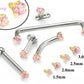 Tilum 14g-12g Internally Threaded Yellow Gold Pink Jewel Top - Price Per 1