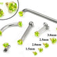 Tilum 14g-12g Internally Threaded Yellow Gold Light Green Jewel Top - Price Per 1