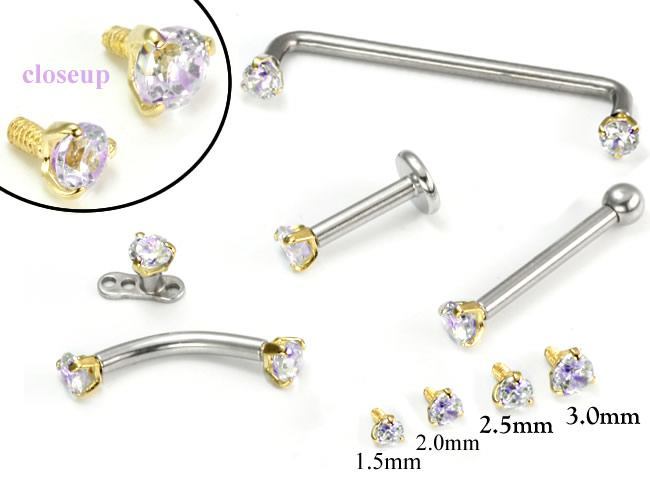 Tilum 14g-12g Internally Threaded Yellow Gold Lavender Jewel Top - Price Per 1