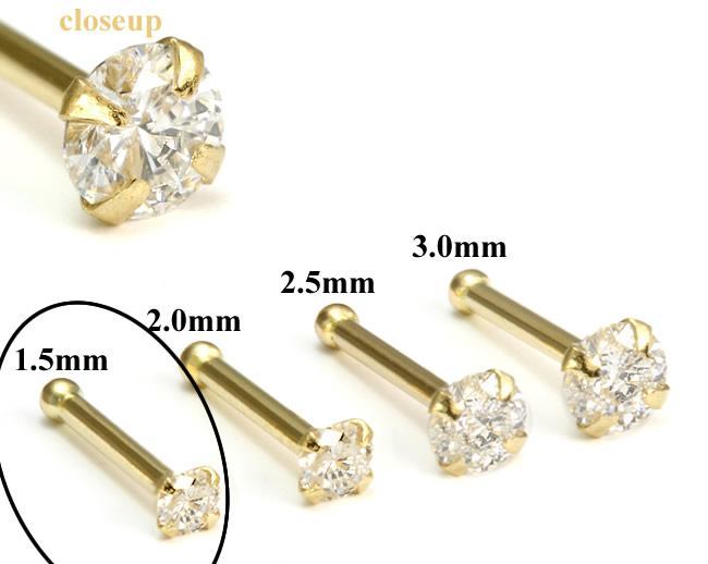 Tilum 20g 1.5mm Real Diamond Yellow Gold Nose Bone