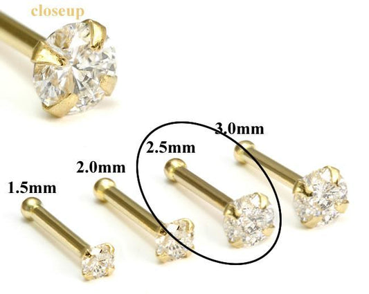 Tilum 20g 2.5mm Real (SI) Diamond Yellow Gold Nose Bone